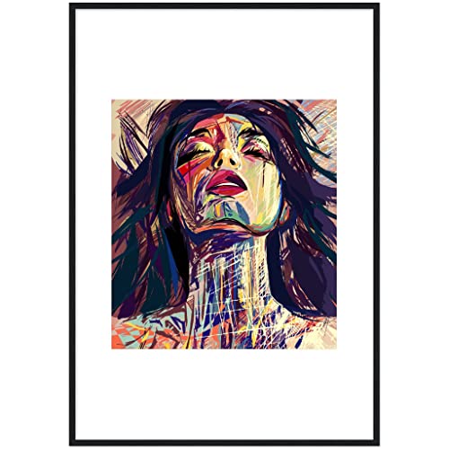 Art mural portrait de femme méditante pour un salon zen ou un espace de yoga inspirant