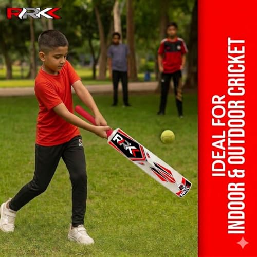 Image of RRKK Heavy Duty Plastic Cricket Bat Full Size (34 inch X 4.5 inch Inches | Premium Lightweight PVC Tennis Bat with Grip | Durable Turf Bat for Gully Cricket | All Age Group | (Red)