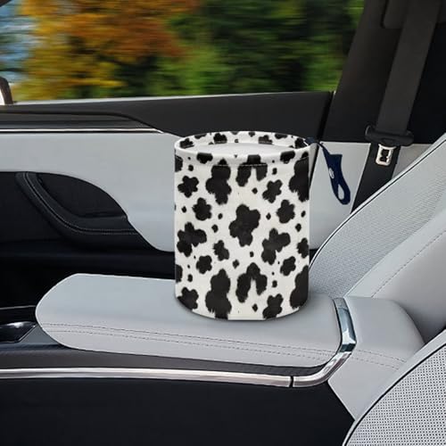 Image of Cow Car Trash Can - Cute, Portable,Collapsible Back Seat, Front Console, Floor, or Hanging Headrest Waste Basket Car Garbage Bag