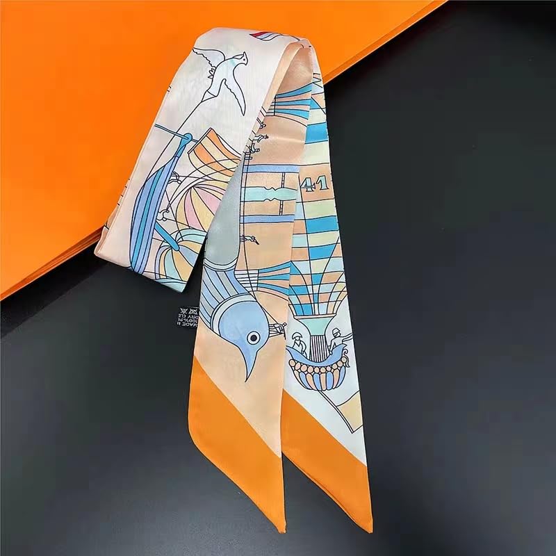 100% Mulberry Silk Scarf for Handbags,Bags, and Purses,1 Pcs 2"x35" Hair Ribbon Skinny Neck Scarves for Women4