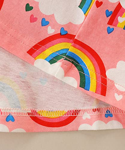 Toddler Girl's Summer Dresses Outfits Clothes,Cotton Short Sleeve Casual Clothing Pink Rainbow 3T #TOP5