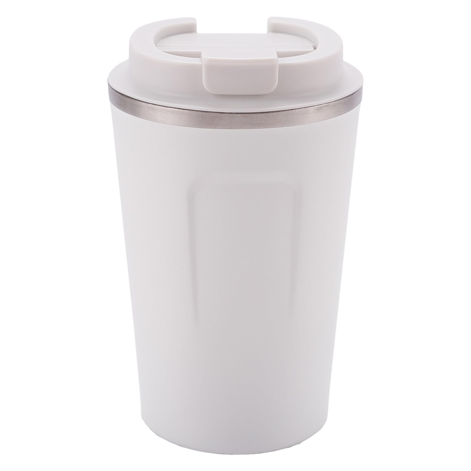 Kuber Industries Izolowany kubek do kawy ze stali nierdzewnej z ustnikiem z przepychem | podróżny kubek do kawy "380 ml"| biały