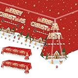 🎄🎄【Design accrocheur】 Ces nappes de Noël sont remplies d'éléments de Noël, tels que Maison biscuitière, sapin de Noël, Père Noël, bonhomme en pain d'épices, casse-noisette, etc., associés à la couleur rouge de Noël, assurez-vous d'impressionner votre famille et vos amis lors de cette fête de Noël festive.