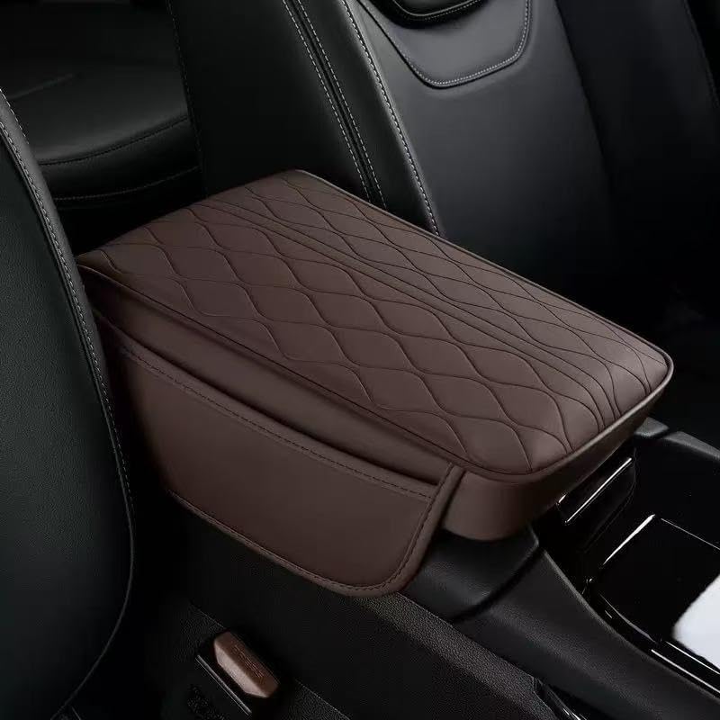 Center Console Armrest Cover Compatible with Mercedes Benz C-Class W204 2011-2014 Leather Car Armrest Cushion Pad Protector Black Interior Accessories,Coffee Brown
