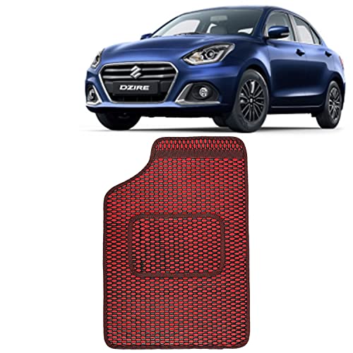 Image of Kingsway Dotted Design Car Floor Foot Mats Universal Fit for Maruti Suzuki Swift Dzire, Model Year : 2020 Onwards, Water and Dustproof, Color Red, Set of 5 Pieces