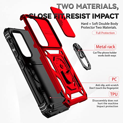 Compatible With Samsung Galaxy S23 Plus 5G Case,Hd Screen Protector,Built Slide Camera Protection Cover,Military Dual Layers Hybrid Bumper Heavy Duty Protective Phone Case For Galaxy S23 Plus Red #TOP6