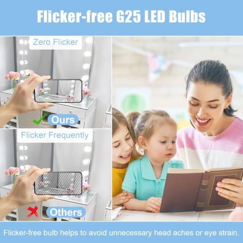Image of Vanity Light Bulb 5000K Daylight 8 Pack G25 LED Globe Light Bulb for Bathroom Vanity Mirror Decorative,E26 Medium Base, 5W 60W Incandescent Equivalent,500LM,Non-dimmable