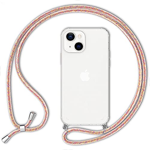 NALIA Necklace Case for iPhone 13, Transparent Hybrid Cover & Strap, HANGIT (Anti-Yellow Back & Adjustable), German Brand