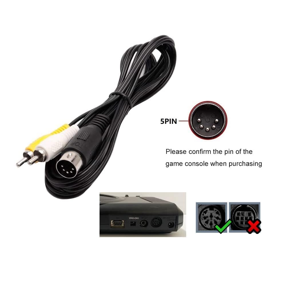 WICAREYO AV Câble Audio Vidéo Composite pour Genesis Mega Drive 1 et Câble AV Audio Vidéo 6 pieds 9 Broches pour Genesis Mega Drive 2 3
