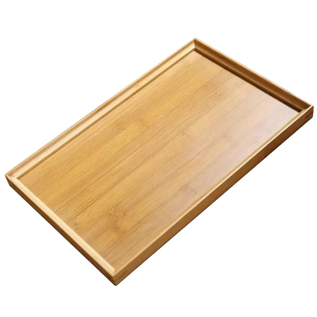 RT&BS Large Bamboo Bread Tray, Large Bamboo Tea Tray, Bamboo Barbecue Trays, Basket Trays for Fruit, Bread, Drinks, Decor in Kitchen, living Room, Restaurant, Bar, Cafés, Bathroom (L)