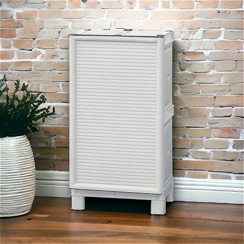 Dmora Armadio da Esterno Waremme, Mobile Outdoor, Armadio Balcone Multiuso, Armadietto Outdoor, 100% Made in Italy, Grigio Chiaro, 50x39h92 cm