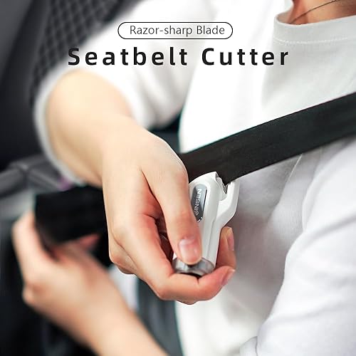 Miniatura 3 de SINSEN Martillo de seguridad para automóvil, paquete de 2 interruptores de vidrio y cortador de cinturón de seguridad, llavero de emergencia, kit de