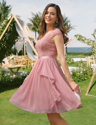 Image of Wedtrend Women's Bridesmaid Dresses Short Prom Dress Ruffle Semi Formal Cocktail Dresses Floral Homecoming Dress