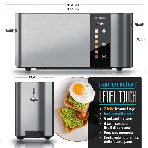 Tostapane a 2 Lunghe Fessure per 2 Fette, 1000 W, Visualizzazione a colori dei livelli di doratura, Display con indicazione del tempo rimanente, Tasti touch, Scaldapasta viennese, Doratura da 1 a 6 - immagine 3