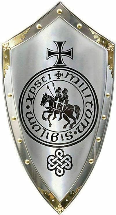 Medieval Templar Shield Crusader Shield~ X-Mas Medieval Warrior Shield - Heater Shield Medieval Wall Home, Decor Shield, As Show in Picture