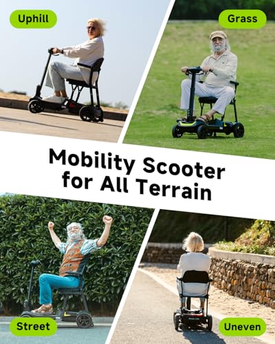 Image of SCOOTNGO Mobility Scooters for Seniors & Adults 4 Wheel Travel Mobility Scooter Airline Approved with Two Batteries, Lightweight, Foldable, No Assembly Needed (Black Yellow, Dual Batteries)