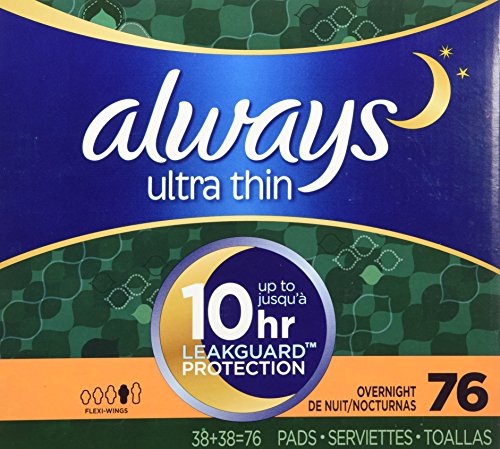Always Ultra Thin Overnight Pads With Wings, Unscented, 76 Count - //coolthings.us