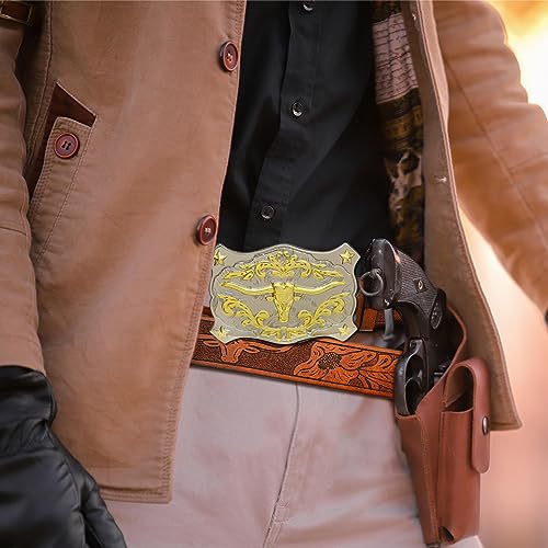 Long Horn Western Buckle Belts Cowboy Rodeo Texas Large Buckles Belt Straps Bull Head Engraved Leather Belt4