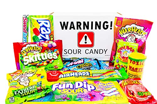 Super Sour Candy Variety Pack Gift Basket Box Care Package for Birthdays, Thank You, Thinking of You with Sour Straws…