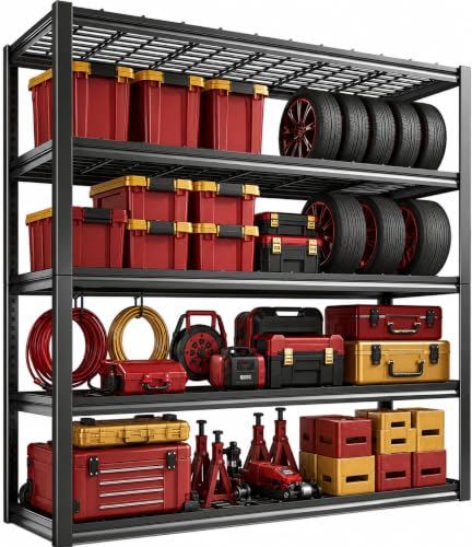 Image of Garage Shelving, 5-Tier Heavy Duty Metal Storage Shelves, 3000 LBSAdjustable Storage Rack for Garage, Warehouse, Basement, 35.4 inch W x 17.7 inch D x 72 inch H