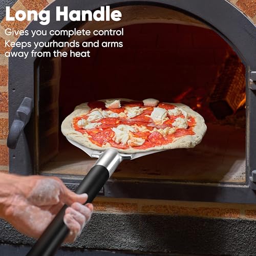 Joyfair Turning Pizza Peel, Stainless Steel Perforated Pizza Peel with Mental Handle, Heat Resistant Professional Oven Accessories Tool with Detachable Handle for Rotating Sliding, 8 Inch 6 Joyfair Turning Pizza Peel, Stainless Steel Perforated Pizza Peel with Mental Handle, Heat Resistant Professional Oven Accessories Tool with Detachable Handle for Rotating Sliding, 8 Inch - Image 6