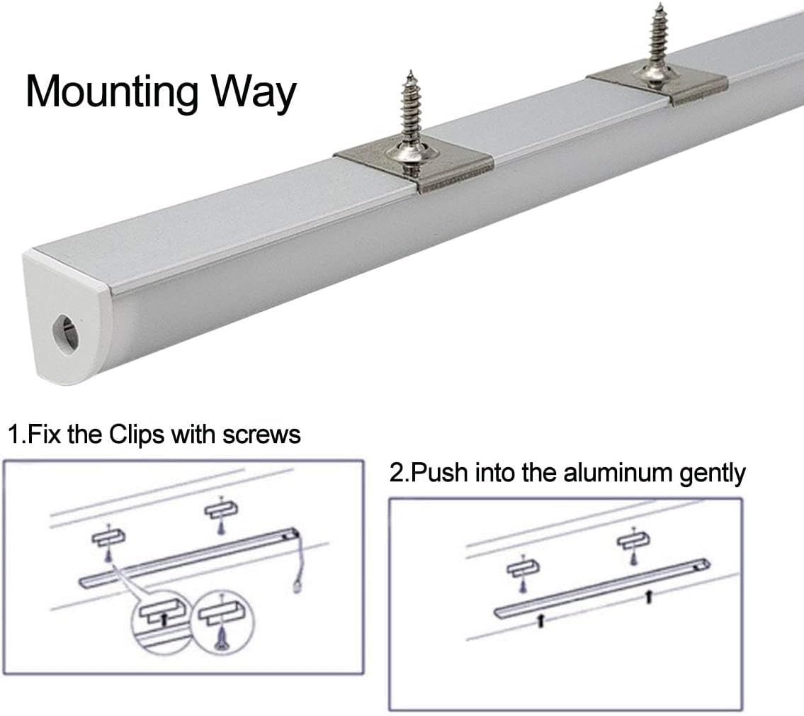 HAMRVL 6-Pack 1ft/30cm 16x16mm Led Aluminum Channel System with Cover V Shape, Led Strip Light Diffuser Track with End Caps Mounting Clips Accessories,Aluminum Profile for Led Strip Lights for Indoor