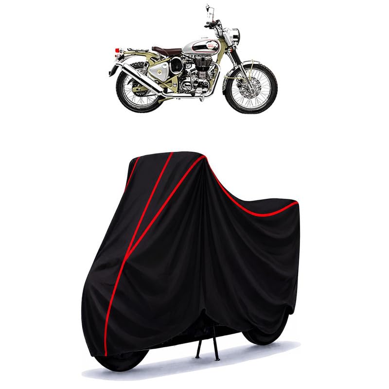 Image of Bullet Trials 500 Water Resistant Bike Cover for All Motorcycles & Rain | Heavy Duty Taffeta Fabric | UV Protection, Dustproof, Scratchproof | All Weather Two Wheeler Body Cover with Elastic Bottom