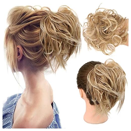 HMD Tousled Updo Messy Bun Hair Piece Hair Extension Ponytail With Elastic Rubber Band Updo Extensions Hairpiece Synthetic Hair Extensions Scrunchies Ponytail Hairpieces for Women(Tousled Updo Bun, 27T613Honey Blonde Mix Bleach Blonde)