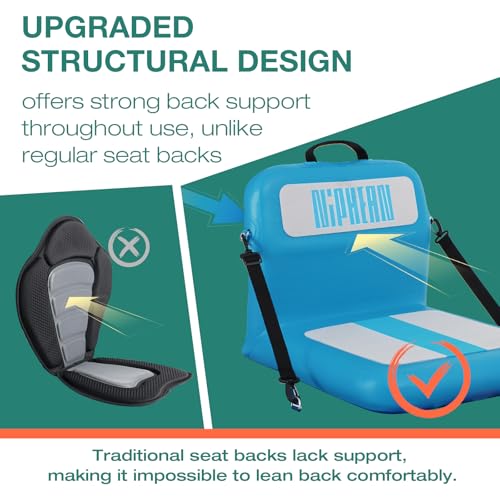 Image of niphean Inflatable Kayak Seat with Back Support, Ergonomic Paddle Board Seat for Comfortable Backrest, Sturdy Kayak Accessories for SUP Paddelboard, Boat, Canoe, Kayak Seat Cushion for Versatile Use