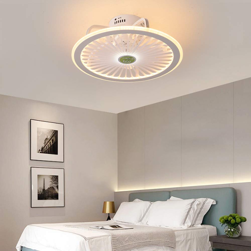 Wentylator sufitowy z oświetleniem LED, regulowana prędkość wiatru, niewidoczny, bardzo cichy, z możliwością ściemniania, 56 W, nowoczesny wentylator sufitowy, sypialnia, pokój dzienny, jadalnia, biały