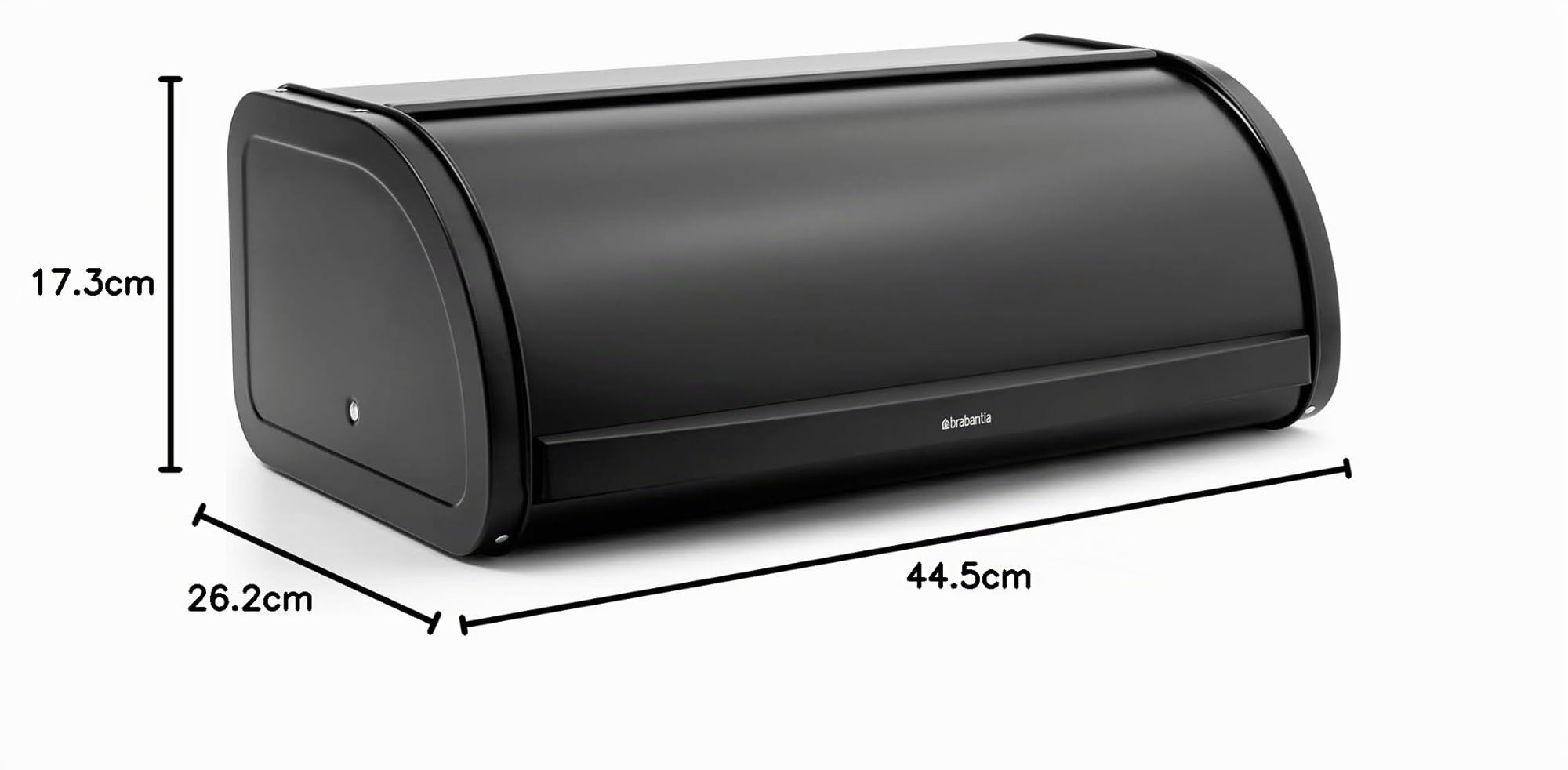 Brabantia Panera Roll Top - Caja de almacenamiento grande para pan, bagels, panecillos - Diseño eficiente con parte superior plana, Metal duradero - Matt Black