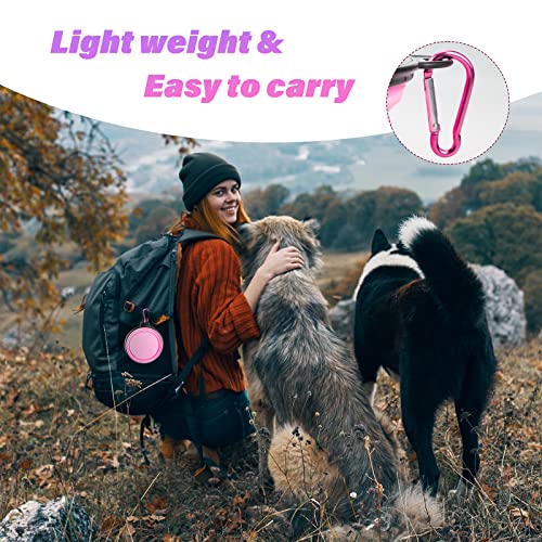 Image of SLSON Plastic Dog Bowl Pet Collapsible Bowls,2 Pack ,Portable Pet Feeding Watering Dish For Walking Parking Traveling With 2 Carabiners (Small,Black & Pink) 12.7 Cm,9 Cm,5.5 Cm