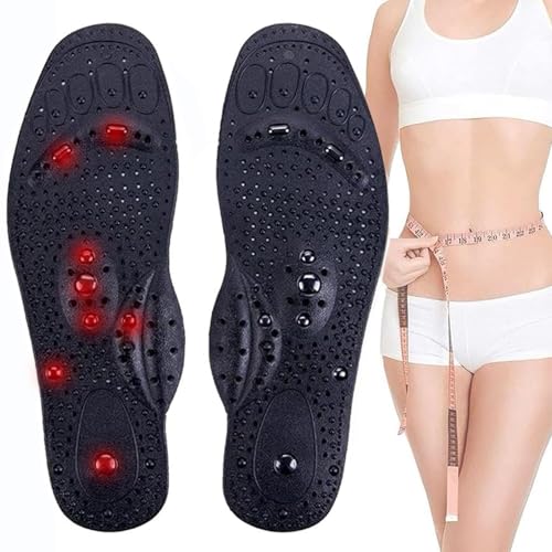 Genérico Plantillas Adelgazantes Mujer Hombre,Plantillas De Masaje Transpirable,Plantillas Reflexología para Aliviar El Dolor, Plantillas Ortopédicas(Size:L(40-48),Color:Negro)