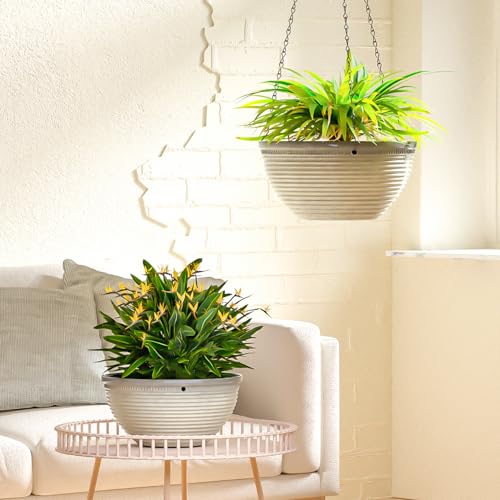 Vanslogreen HANGING POTS FOR PLANTS INDOOR 2 Pack Hanging Planters For Indoor Outdoor Plants, 10 Inch Hanging Planter With Drainage Hole & Plug Glazed Hanging Baskets Flower Pots thumb #4