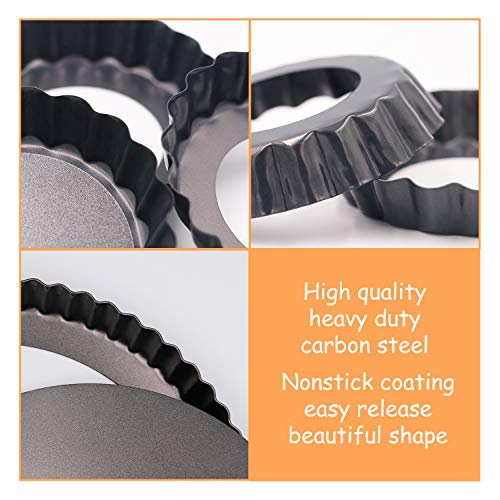 10 Inch,9.5 Inch And 4 Inch 4 Pack Round Tart Pan With Removable Bottom Quiche Pan Non-Stick Baking Dish Pan Carbon Steel Pie Tart For Kitchen Cooking Baking #TOP1