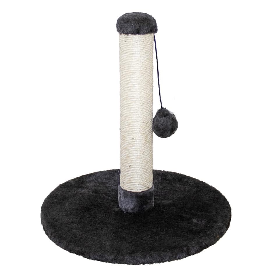 Grey Cat Scratching Post Round Soft Indoor Kitten Vertical Sisal Scratcher Tree