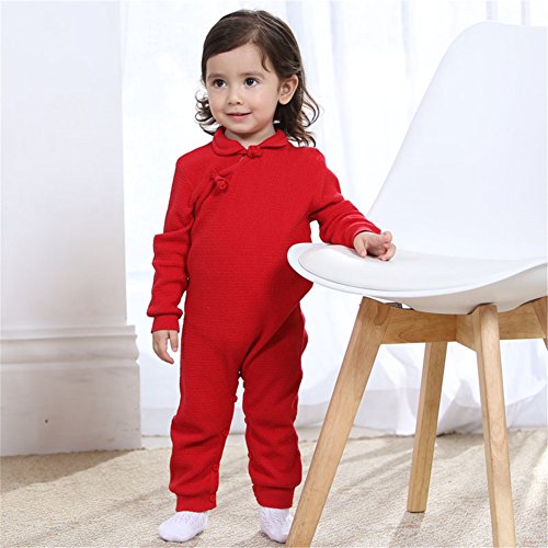 Chinese Style Baby Girls Clothes Red Baby Girl Knit Romper Baby Cheongsam One Piece Baby Jumpsuit2
