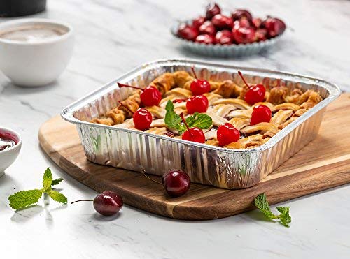 [100 Pack - 8"x8"] Propack Disposable Aluminum Foil Meal Prep Cookware Square Pans, Oven, Toaster, Grill, Cooking, Roasting, Broiling, Baking, Event, Take Out, Restaurant - Thumbnail 4