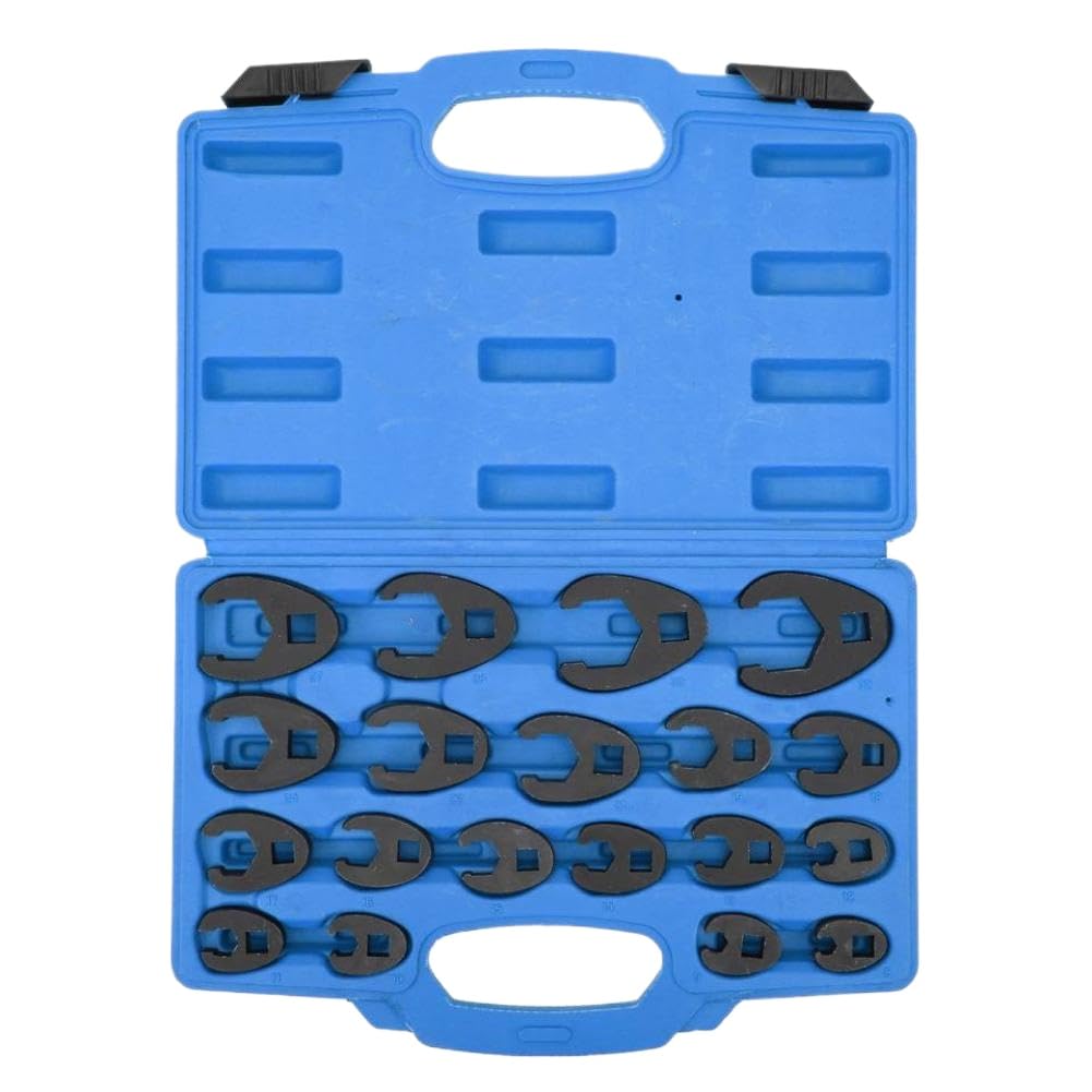 DVchjnpwt Steel Drive Crowfoot Wrench Set 19 Pcs Metric 8‑32mm 0.3‑1.3in
