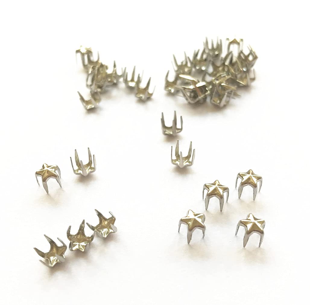 50 Pcs Star Studs Metal Claw Beads Nailhead Punk Rivets with Spikes (Silver, 5 Mm)