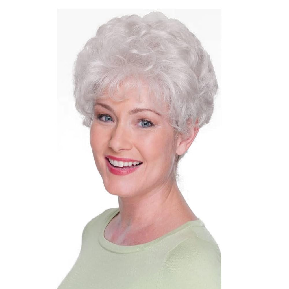 Short White Wig With Bangs for Women, Natural Looking Pixie Cut Costume Hair