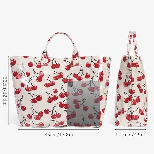 Image of Lushandy PVC Tote Bag for Women Jelly Beach Bag Top Handle Hobo Handbag | Water-Resistant, Wipe Clean, Lightweight
