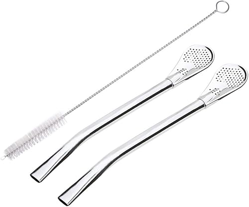 GFDesign Yerba Mate Bombilla - Pajitas de filtro de calabaza 304 de grado alimenticio de acero inoxidable 188 juego de 2 con cepillo de limpieza 6
