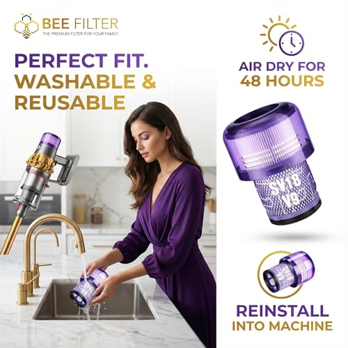Image of Dyson V9 Filter, 2-Pack Premium HEPA Replacement Filters for Dyson Sv18 V9 | Dyson V9 Motorbar, Dyson Sv18 Filter, Dyson SV57, Dyson Sv18 Digital Slim, Dyson V9 Filter Replacement, Part no. 970612-01