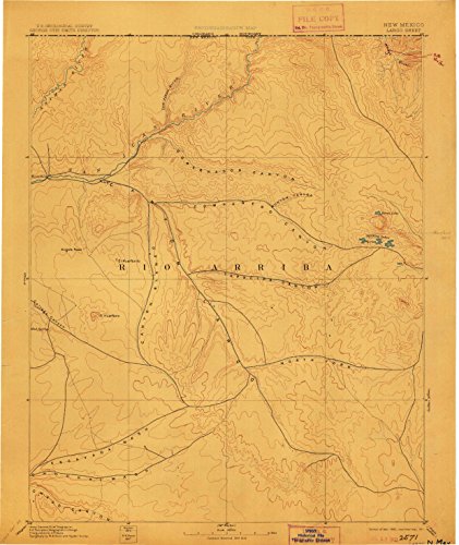 YellowMaps Largo NM topo map, 1:250000 Scale, 1 X 1 Degree, Historical, 1895, Updated 1911, 19.6 x 16.5 in - Polypropylene