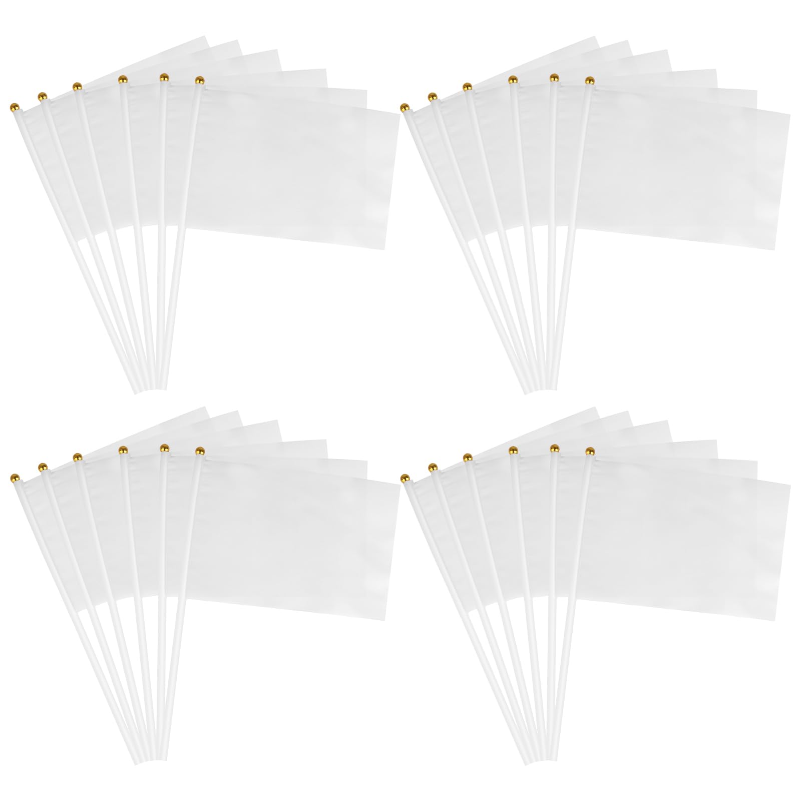 TOYANDONA 24 Stuks Witte Vlag Mini Handvlaggen Op Stokken - Kleine Lege Vlaggen Voor Feestdecoraties - Aangepaste Vlaggen