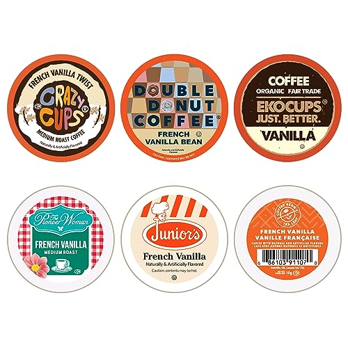 Perfect Samplers French Vanilla Coffee Pods Variety Pack, Medium Roast, 30 Count for Keurig K-Cup Machines