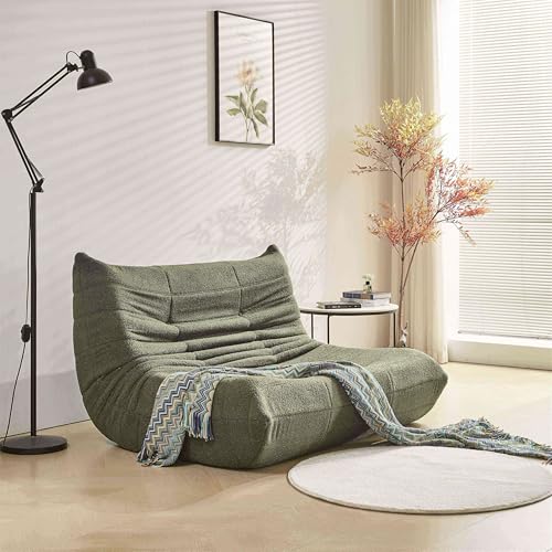 OKYION Doppel Schlafsofas Relaxsessel mit Rückenlehne, Lazy Sofa, Indoor-Sitzkissen, Faltbarer Meditationsstuhl, geeignet für Schlafzimmer, Wohnzimmer, Grün