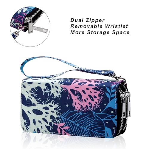 Image of Double Zipper Wallet for Woman Clutch Purse with Cell Phone Holder for Smartphone /Card /Coin /Cash