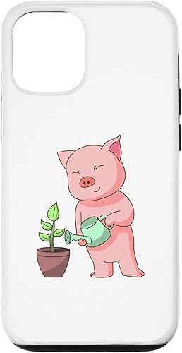 Vista 4 de iPhone 12 mini Pig Working in Garden Hobby Gardener Sow Case